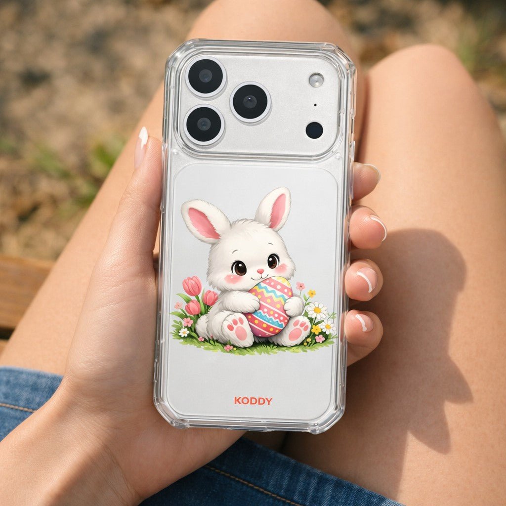 Cute Pink Bunny Egg Clear Phone Case - KODDY aesthetic iphone case UK
