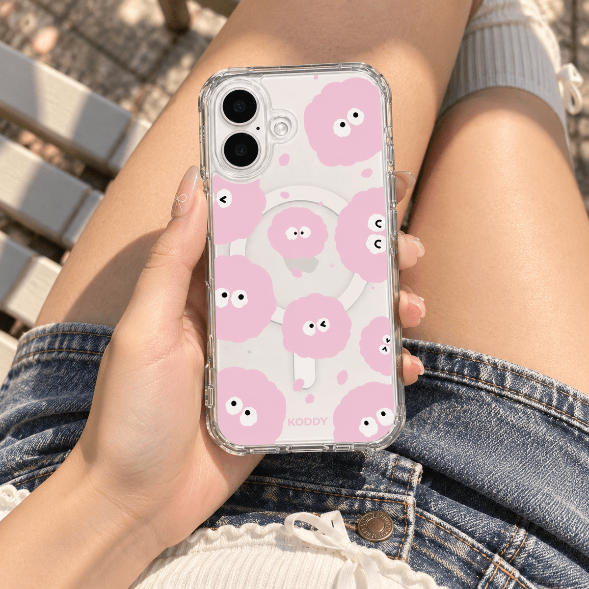 Cute Pink Dust Pattern Clear Phone Case-KODDY aesthetic iphone case UK