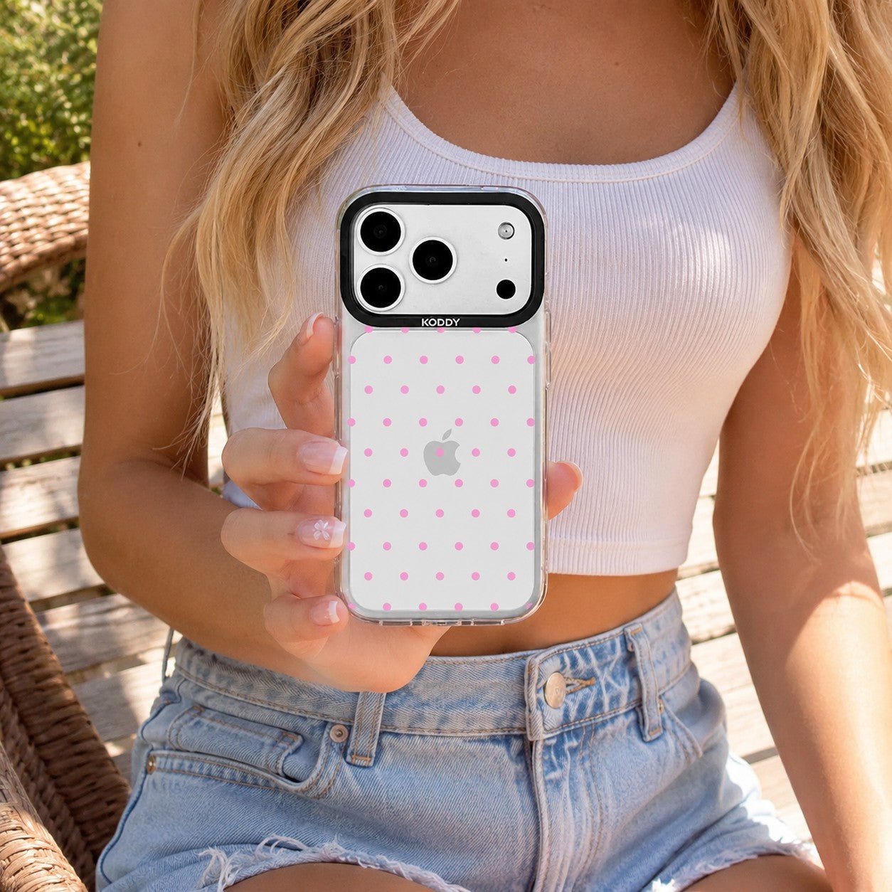 Cute Pink Polka Dot Clear iPhone Case - KODDY aesthetic iphone case UK