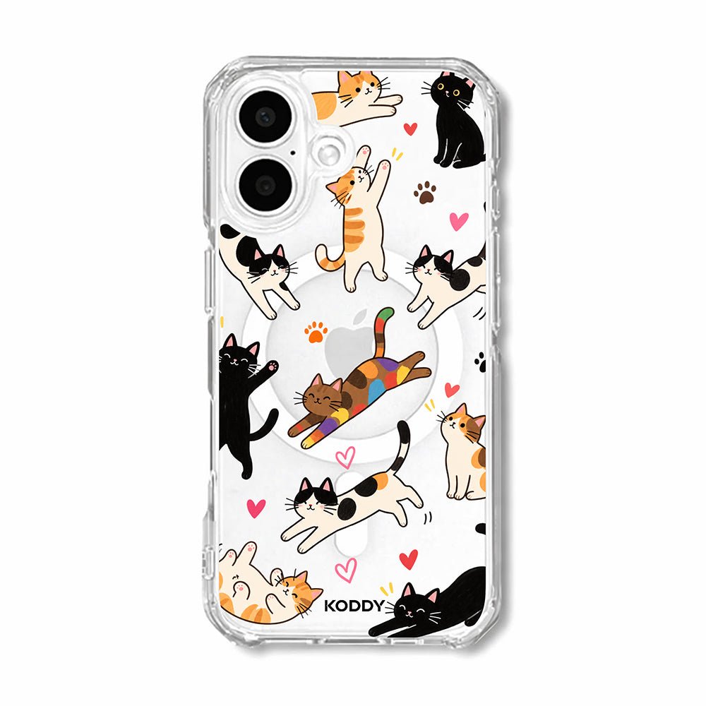 Cute Playful Cats Clear Phone Case