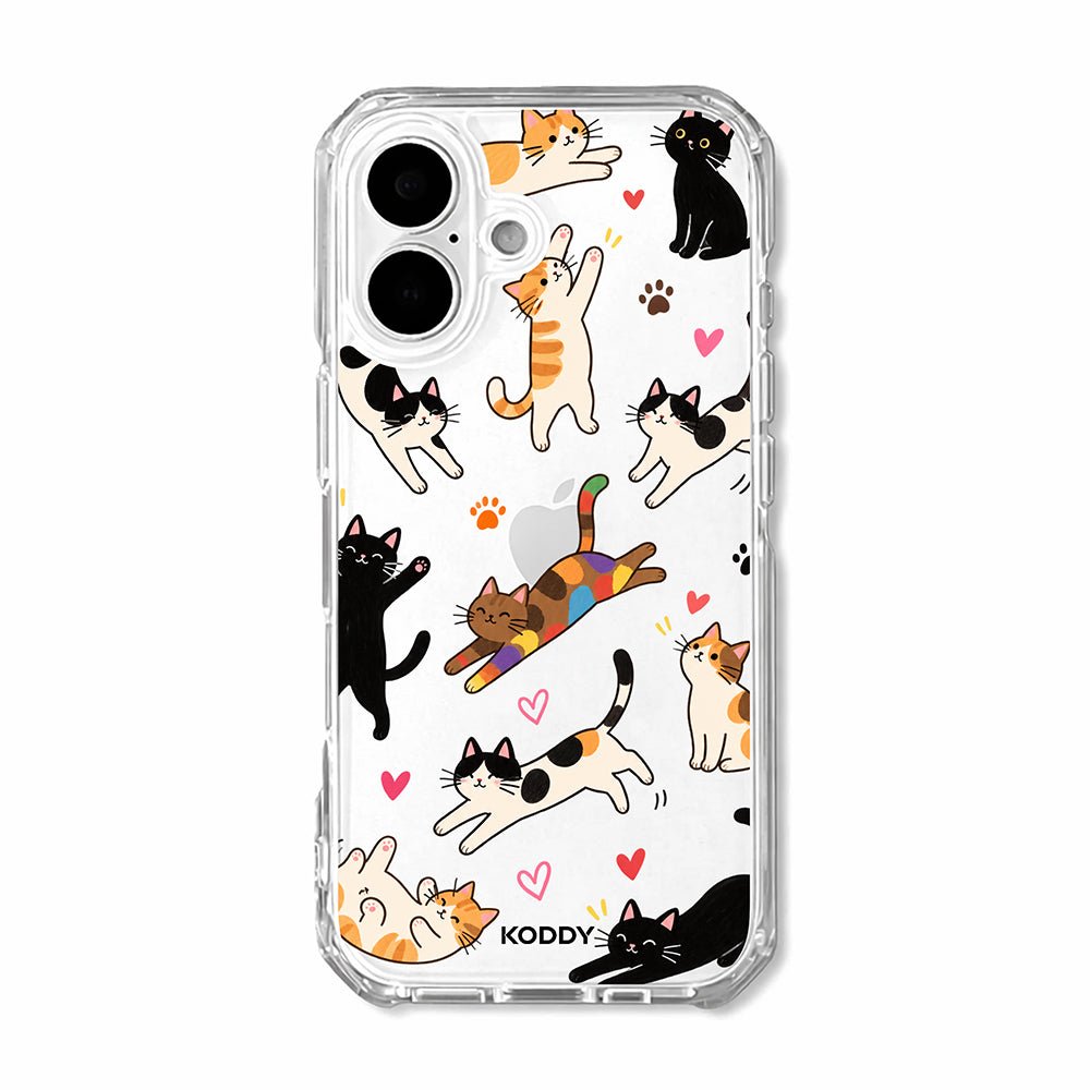 Cute Playful Cats Clear Phone Case