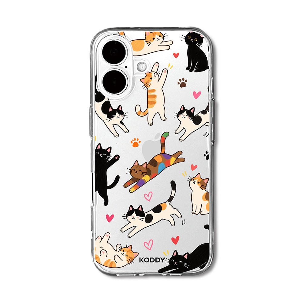 Cute Playful Cats Clear Phone Case
