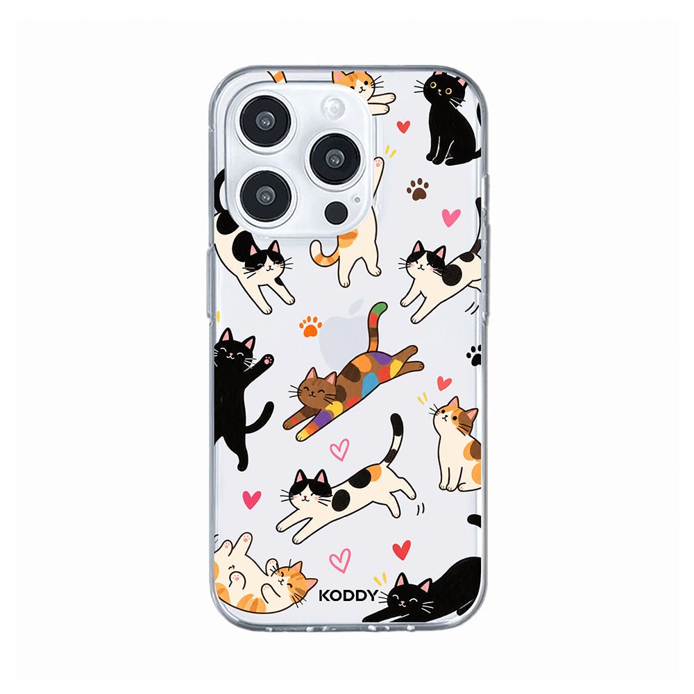 Cute Playful Cats Clear Phone Case