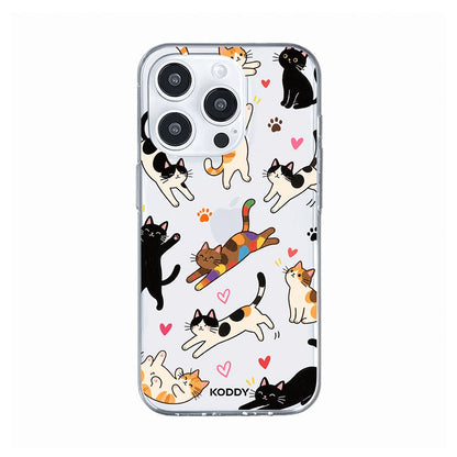 Cute Playful Cats Clear Phone Case