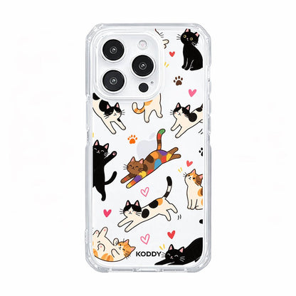 Cute Playful Cats Clear Phone Case
