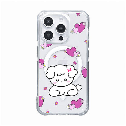 Cute Puppy Heart Clear Shockproof Kawaii Phone Case