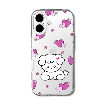 Cute Puppy Heart Clear Shockproof Kawaii Phone Case