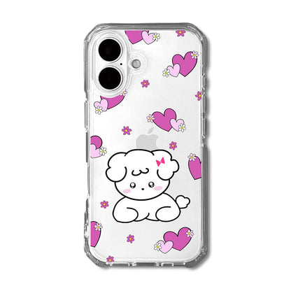 Cute Puppy Heart Clear Shockproof Kawaii Phone Case