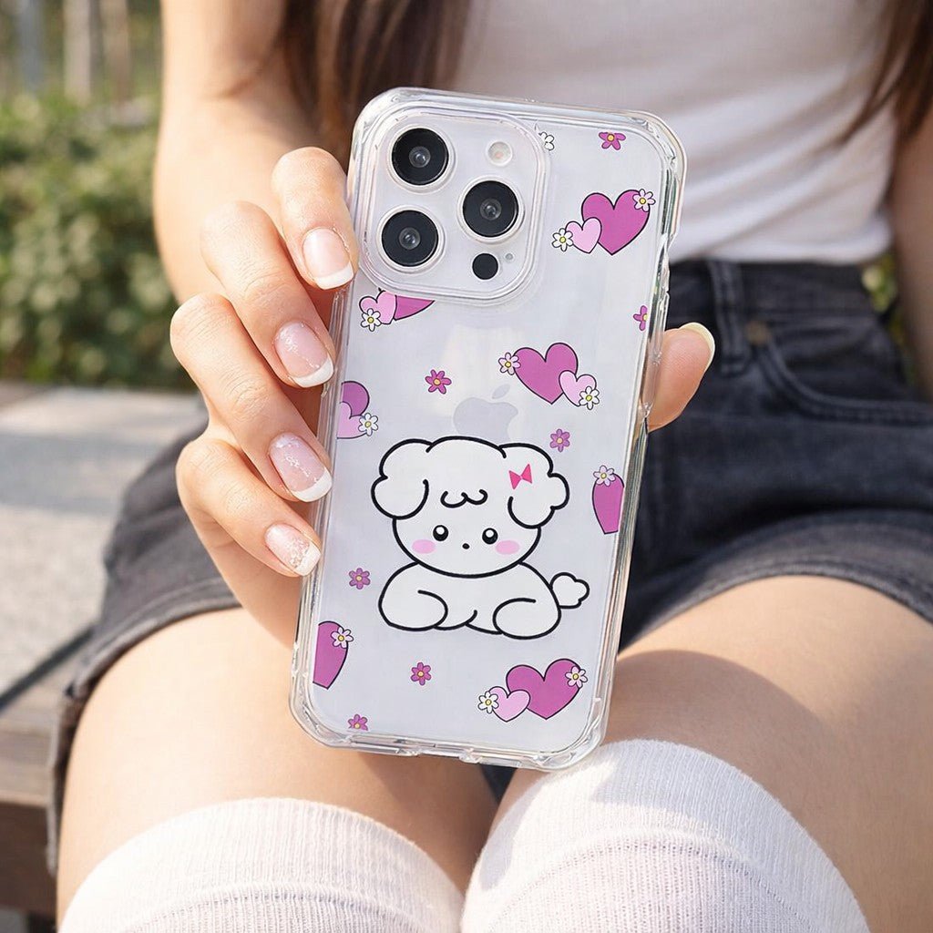 Cute Puppy Heart Clear Shockproof Kawaii Phone Case - KODDY aesthetic iphone case UK