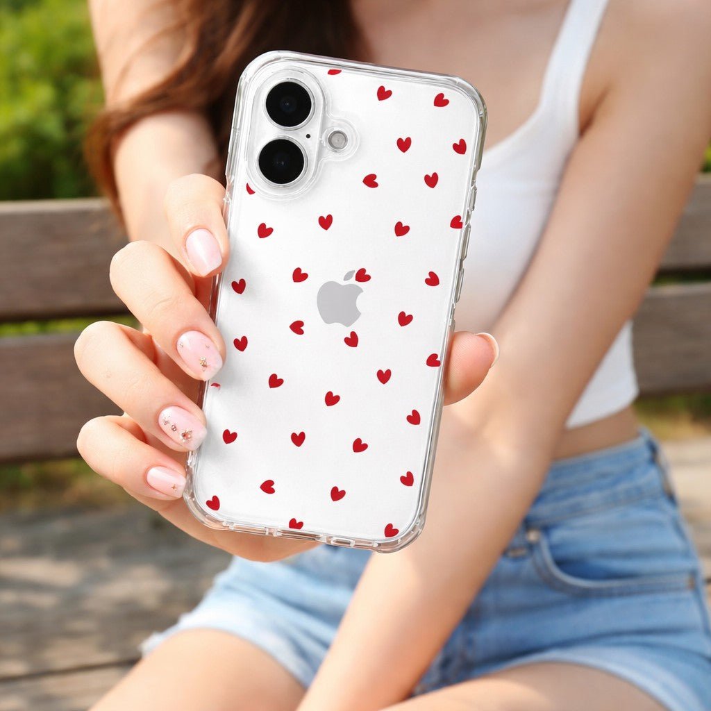 Cute Red Hearts Clear Phone Case - KODDY aesthetic iphone case UK