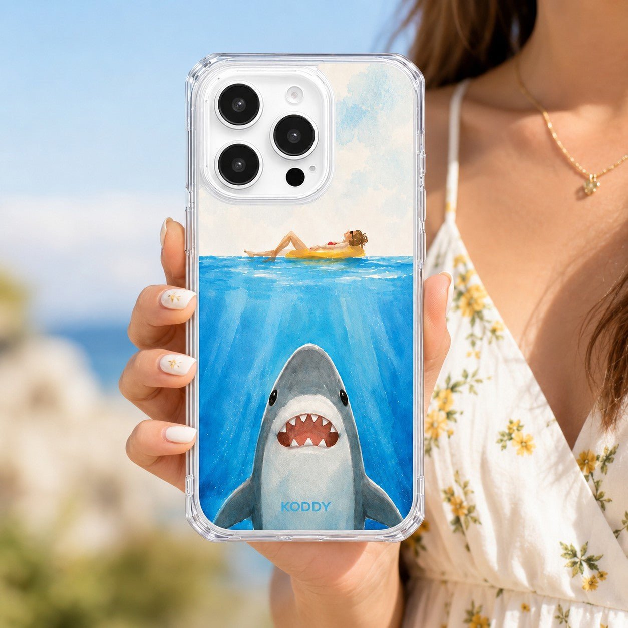 Cute Shark Ocean Watercolour Phone Case - KODDY aesthetic iphone case UK