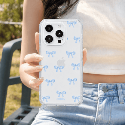 Cute Sky Blue Ribbon Bow Pattern Phone Case-KODDY aesthetic iphone case UK