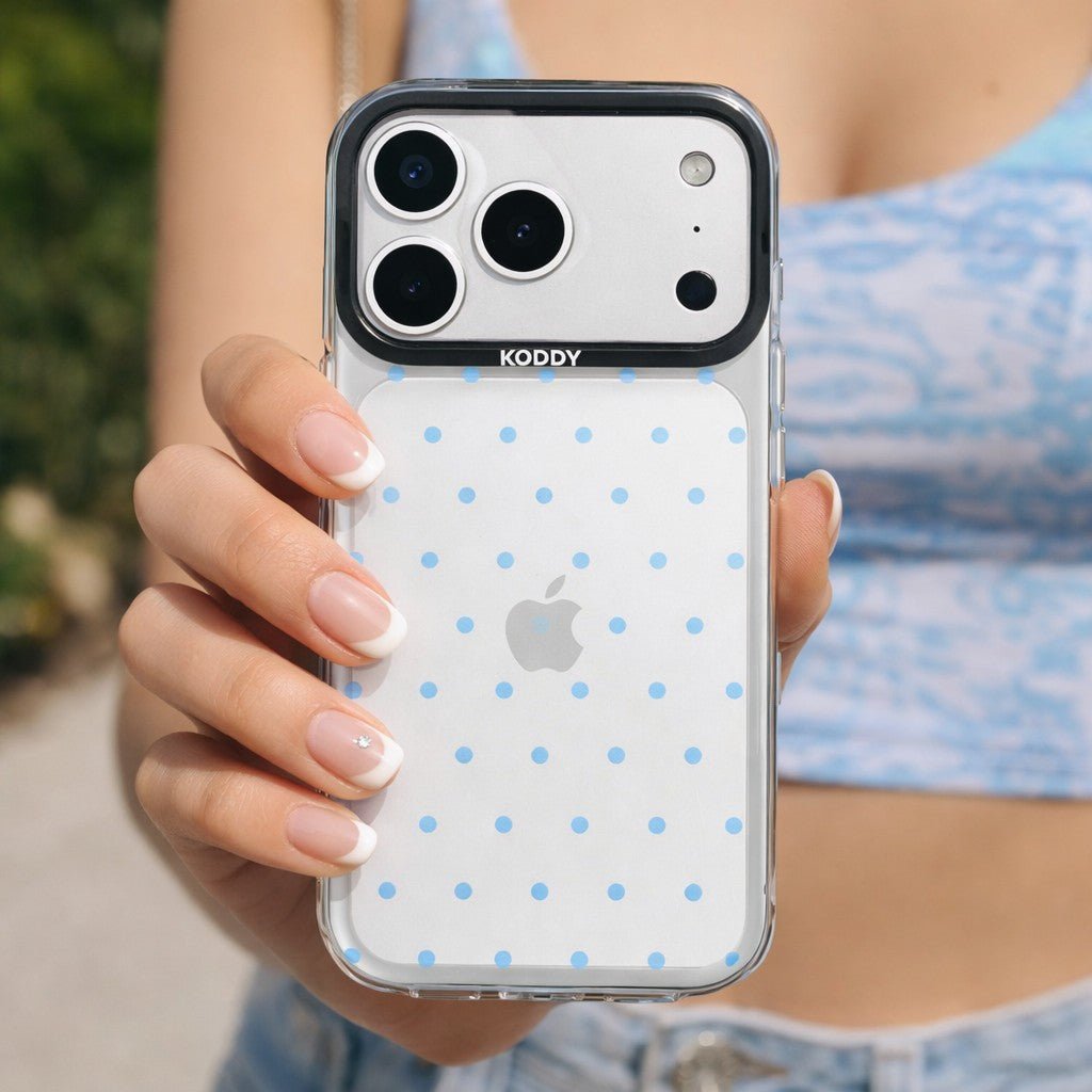 Cute Skyblue Polka Dot Clear iPhone Case - KODDY aesthetic iphone case UK