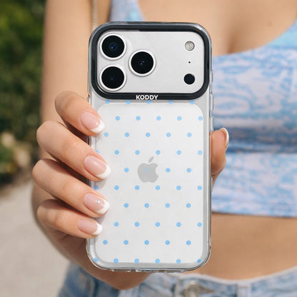 Cute Skyblue Polka Dot Clear iPhone Case - KODDY aesthetic iphone case UK