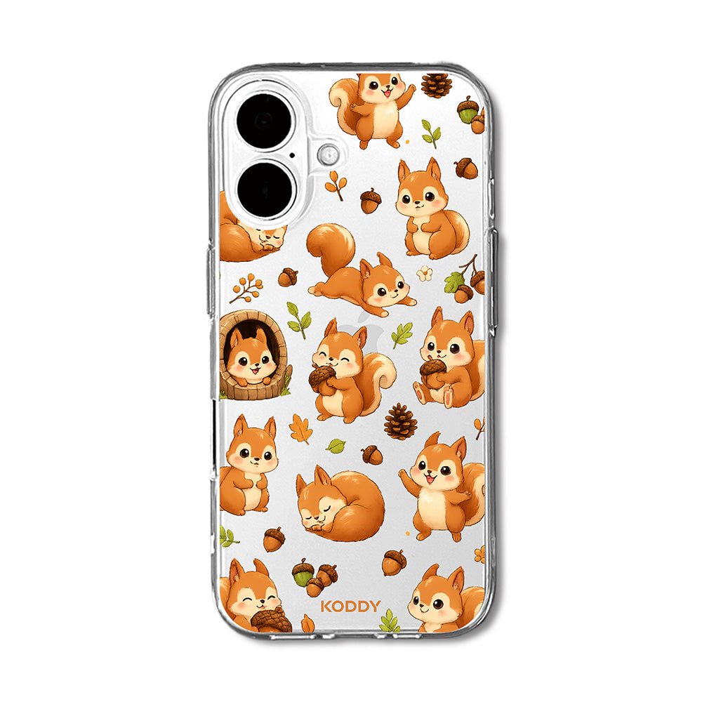 Cute Squirrel and Acorn Clear Phone Case