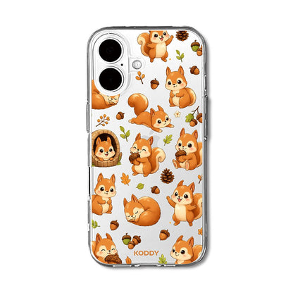 Cute Squirrel and Acorn Clear Phone Case