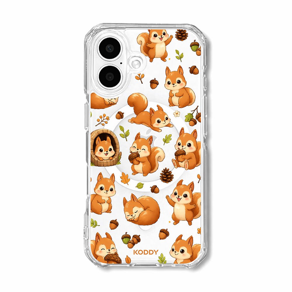 Cute Squirrel and Acorn Clear Phone Case