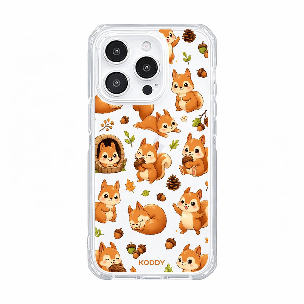 Cute Squirrel and Acorn Clear Phone Case