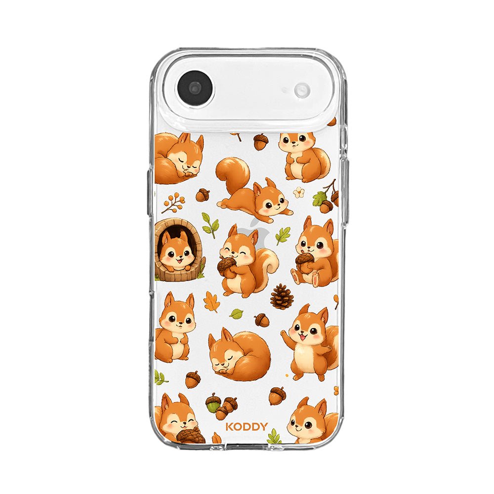 Cute Squirrel and Acorn Clear Phone Case
