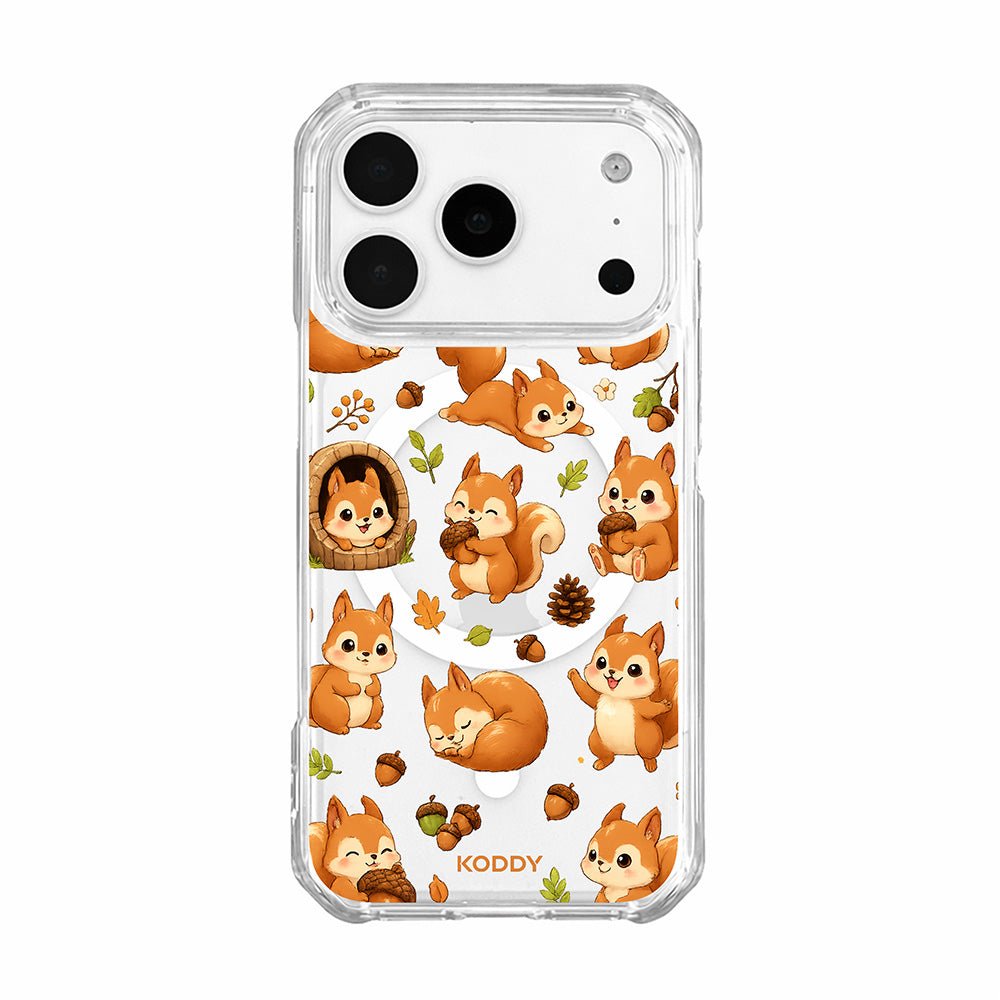 Cute Squirrel and Acorn Clear Phone Case