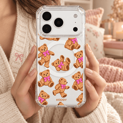 Cute Teddy Bear & Bow Phone Case-KODDY aesthetic iphone case UK