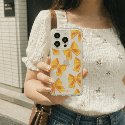 Cute Yellow Fluffy Ribbon Bows Phone Case-KODDY aesthetic iphone case UK