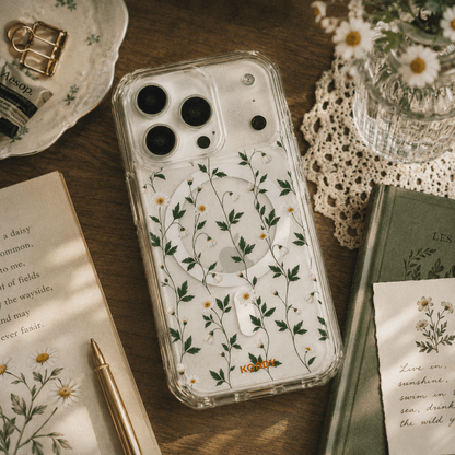 Dainty White Daisy Clear Phone Case-KODDY aesthetic iphone case UK