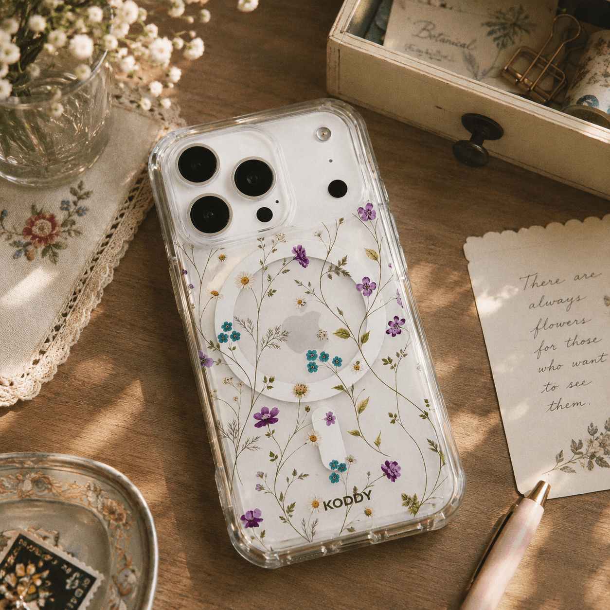 Delicate Wildflower Clear Phone Case-KODDY aesthetic iphone case UK