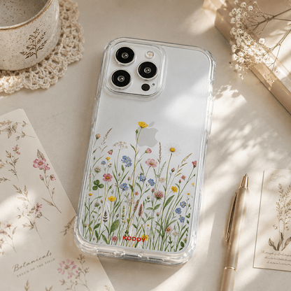 Delicate Wildflower Meadow Clear Phone Case-KODDY aesthetic iphone case UK