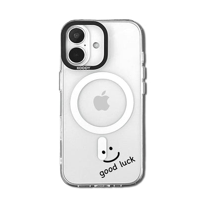 Good Luck Smiley Face in Black Clear iPhone Case
