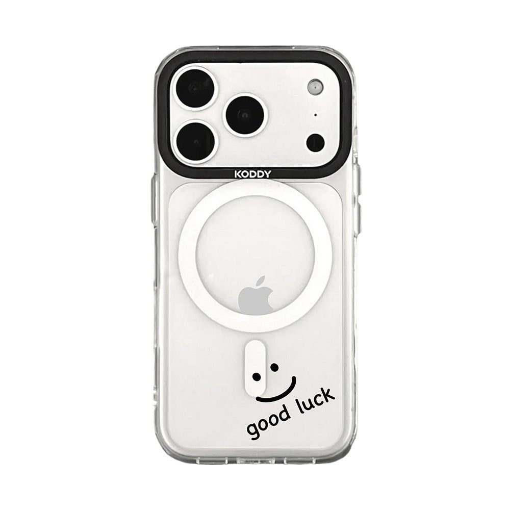 Good Luck Smiley Face in Black Clear iPhone Case
