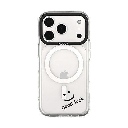 Good Luck Smiley Face in Black Clear iPhone Case