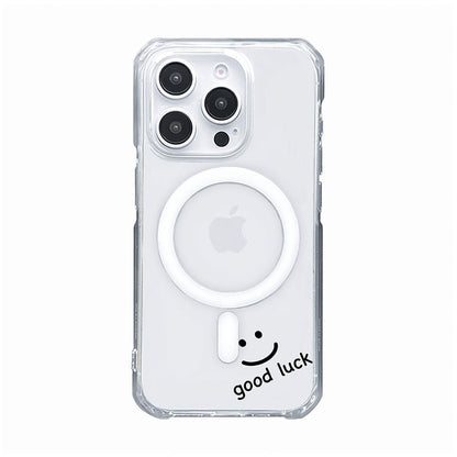 Good Luck Smiley Face in Black Clear Phone Case