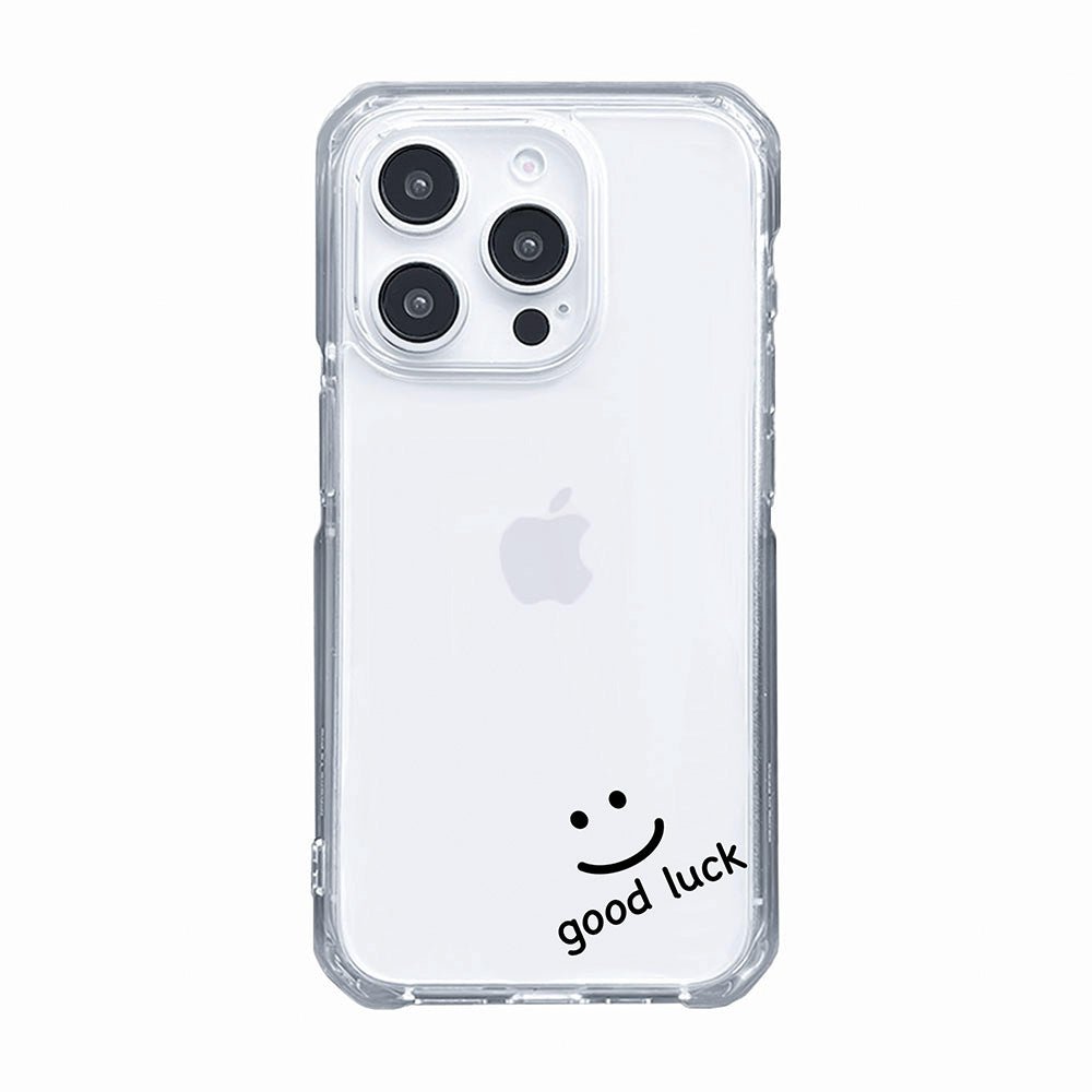 Good Luck Smiley Face in Black Clear Phone Case