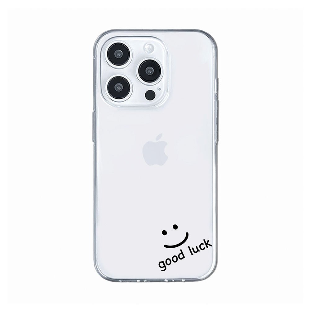 Good Luck Smiley Face in Black Clear Phone Case