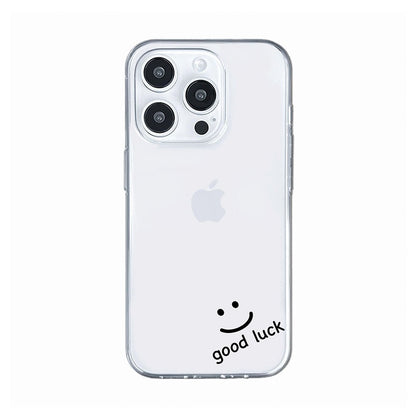 Good Luck Smiley Face in Black Clear Phone Case