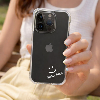 Good Luck Smiley Face in White Clear Phone Case - KODDY aesthetic iphone case UK
