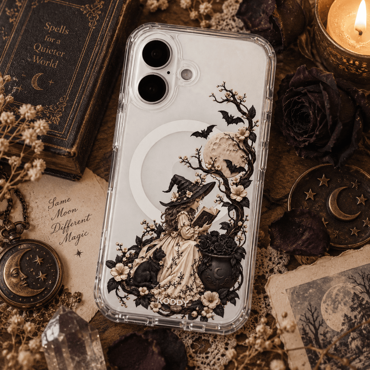 Gothic Halloween Witch & Cat Phone Case-KODDY aesthetic iphone case UK