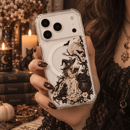 Gothic Halloween Witch & Cat Phone Case-KODDY aesthetic iphone case UK