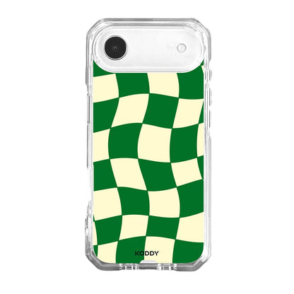 Green Wavy Check on Clear Phone Case - KODDY