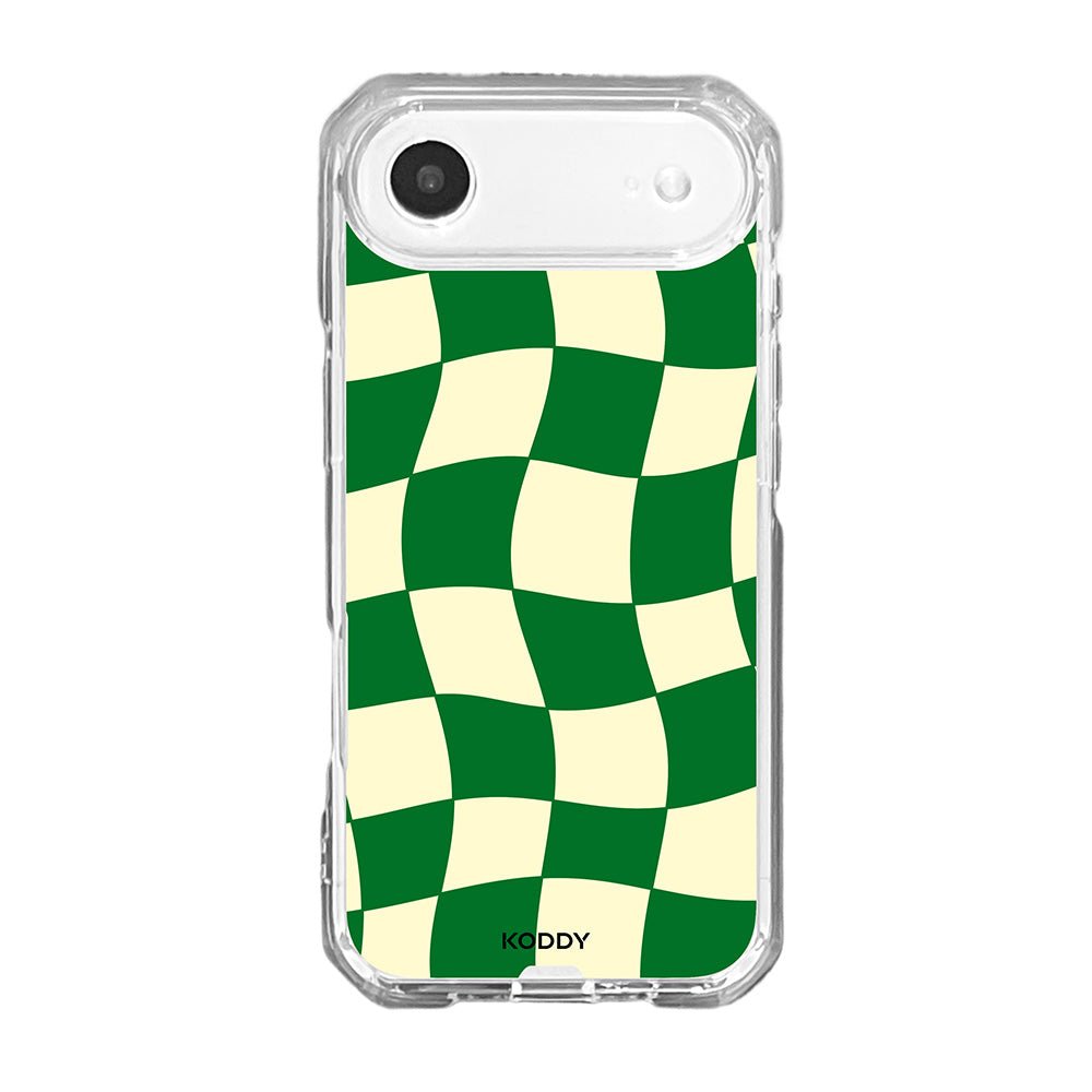 Green Wavy Check on Clear Phone Case - KODDY