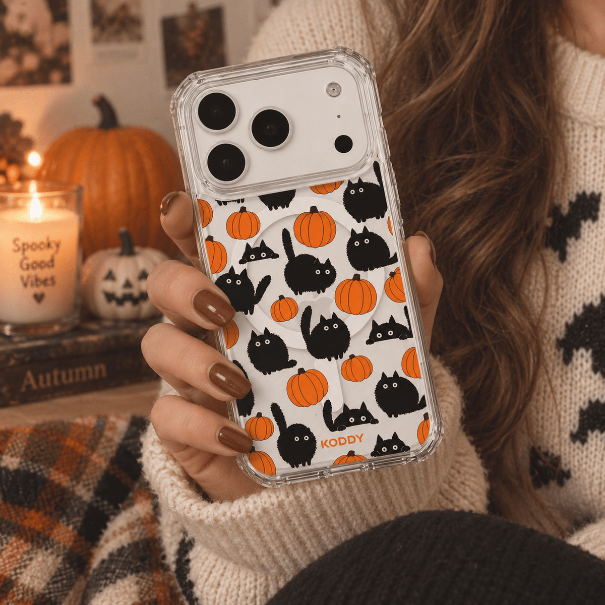Halloween Black Cat & Pumpkin Phone Case-KODDY aesthetic iphone case UK
