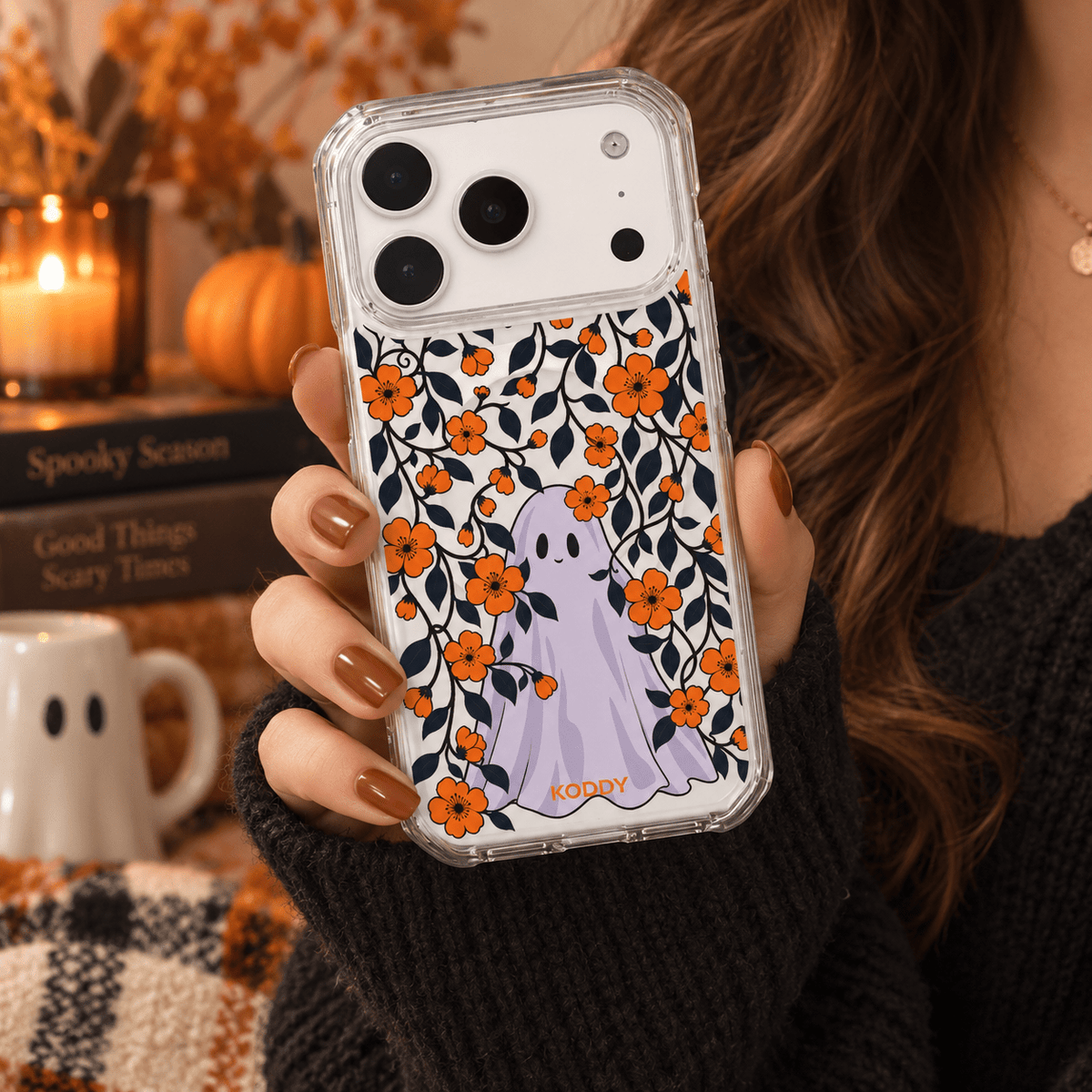 Halloween Ghost Floral Phone Case-KODDY aesthetic iphone case UK