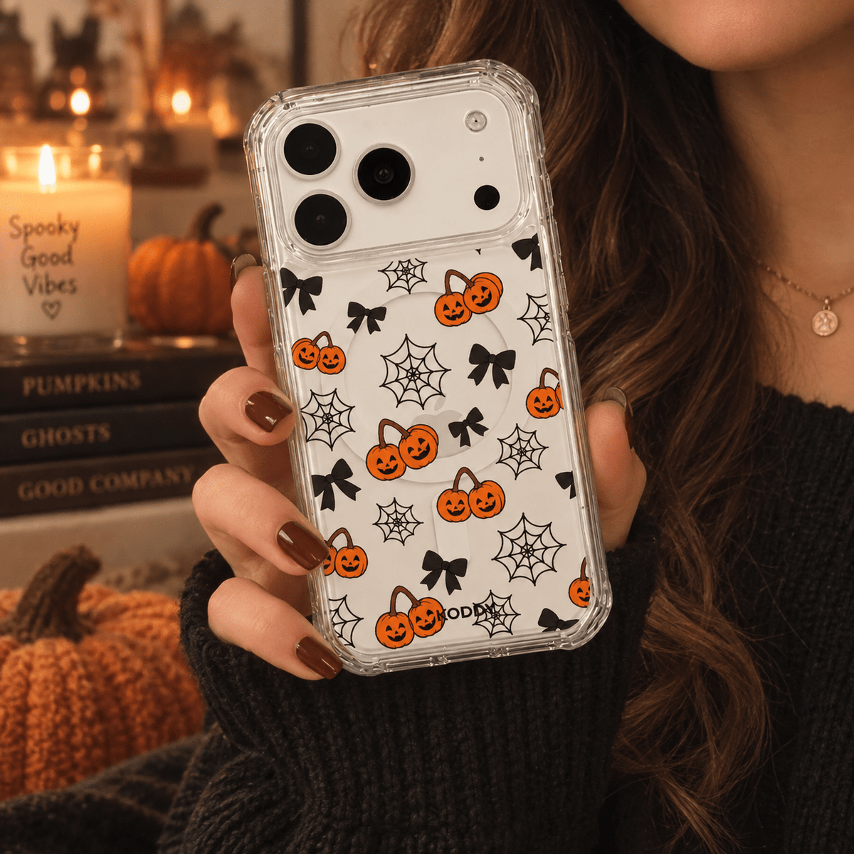 Halloween Pumpkin & Bow Phone Case-KODDY aesthetic iphone case UK
