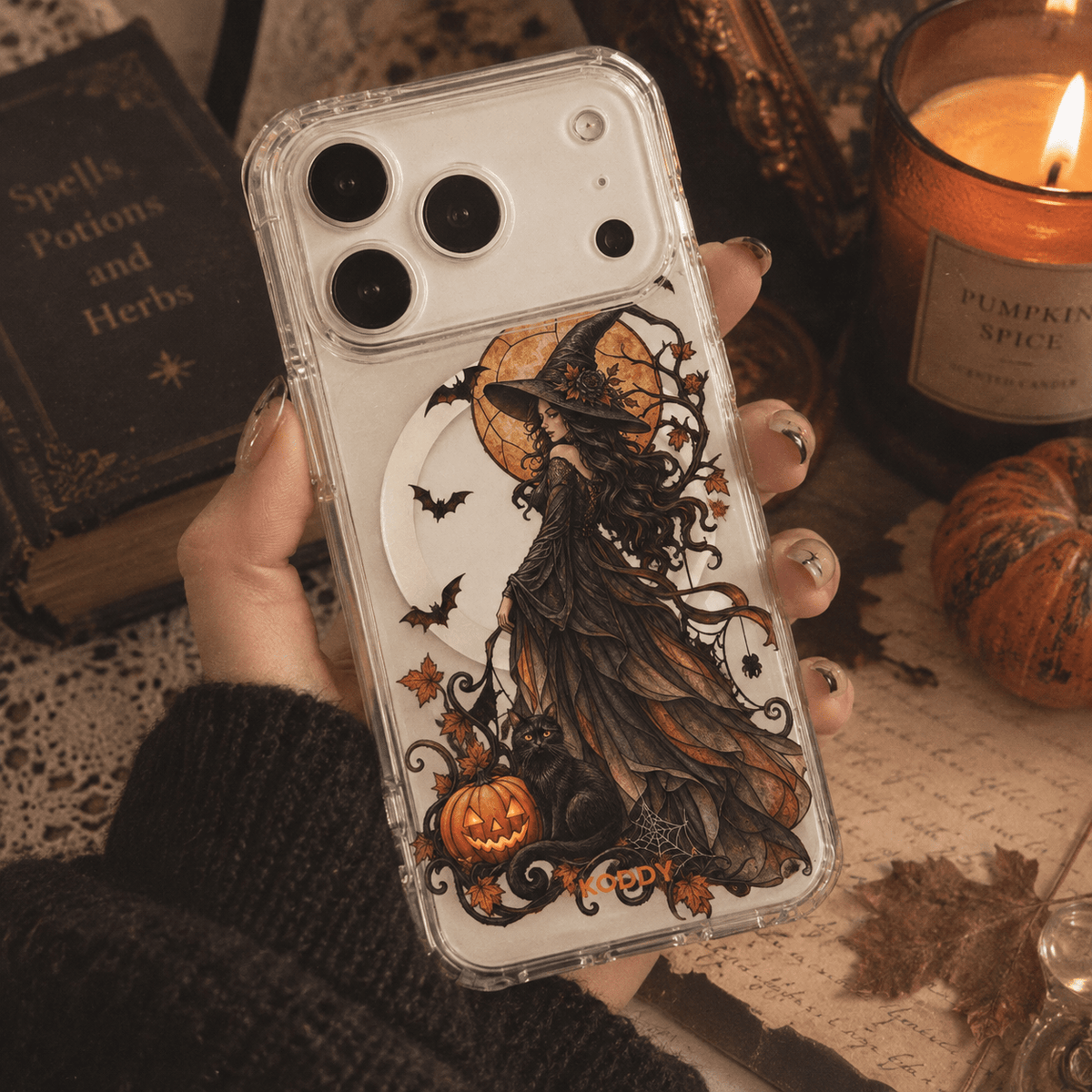 Halloween Witch & Black Cat Phone Case-KODDY aesthetic iphone case UK
