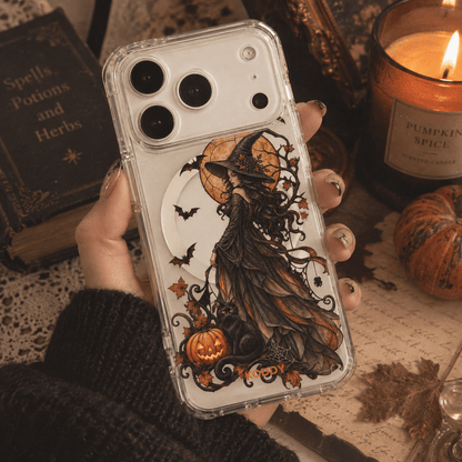 Halloween Witch & Black Cat Phone Case-KODDY aesthetic iphone case UK