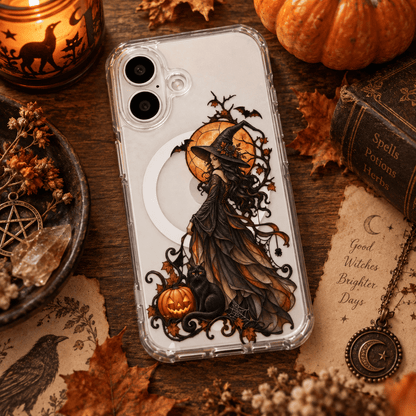 Halloween Witch & Black Cat Phone Case-KODDY aesthetic iphone case UK