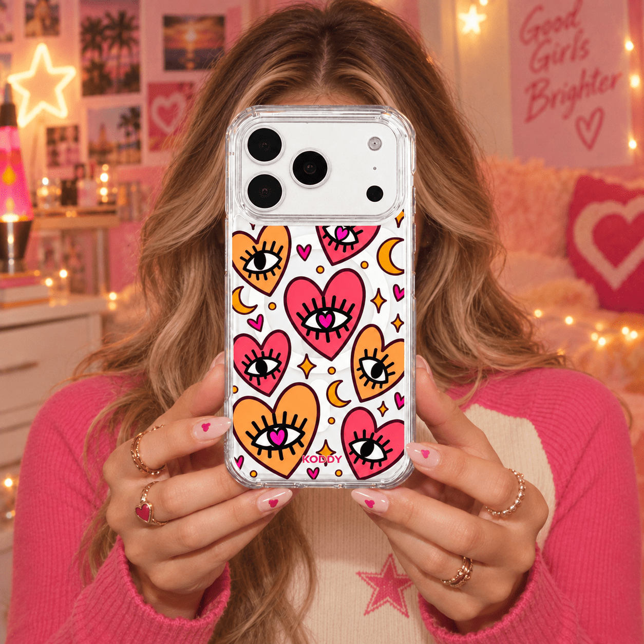 Heart & Eye Aesthetic Phone Case-KODDY aesthetic iphone case UK