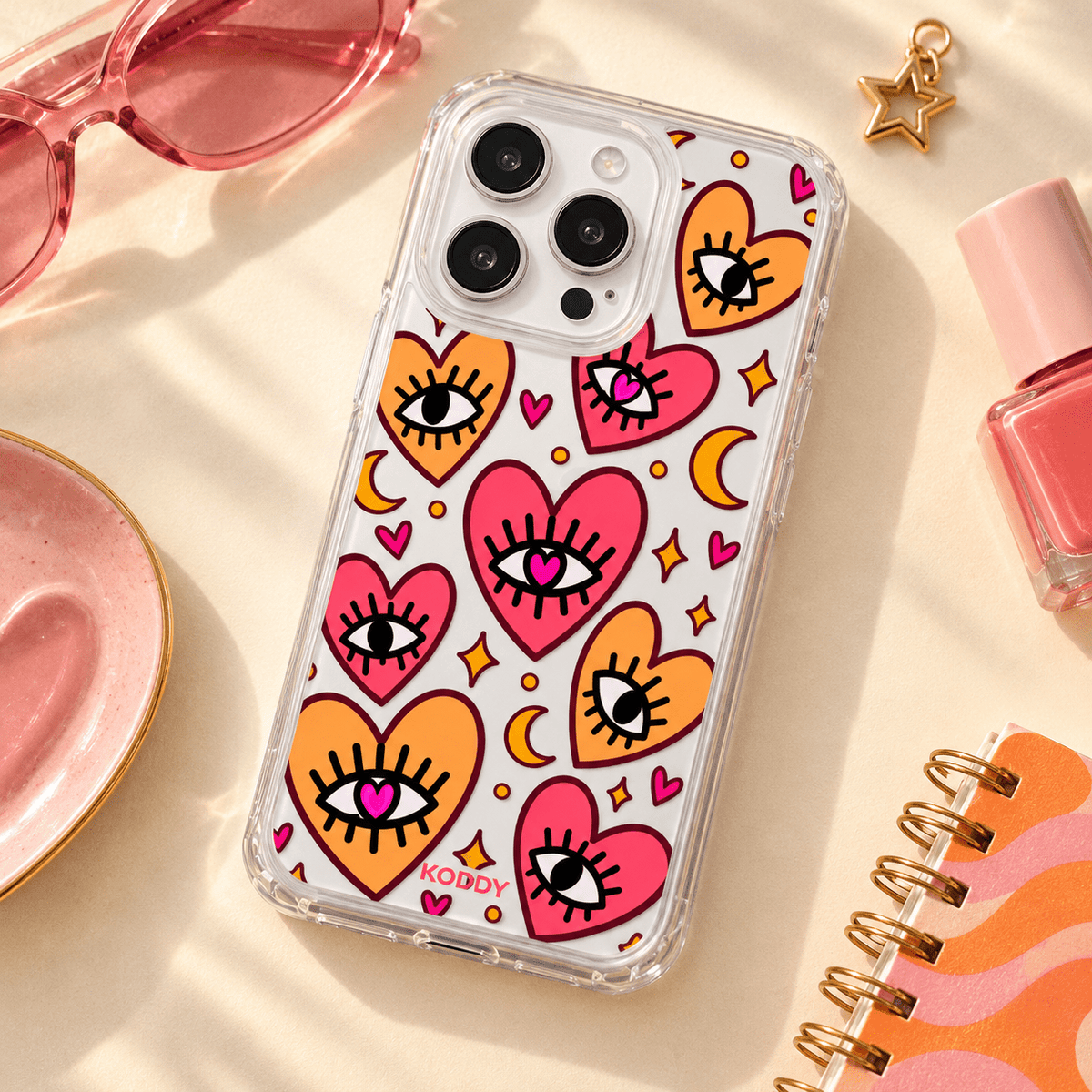 Heart & Eye Aesthetic Phone Case-KODDY aesthetic iphone case UK