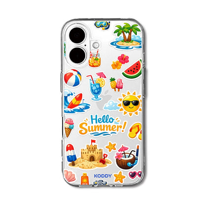 Hello Summer Sticker Collage Clear Phone Case